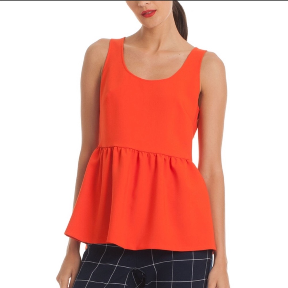 Trina Turk Orange Peplum Tank Top